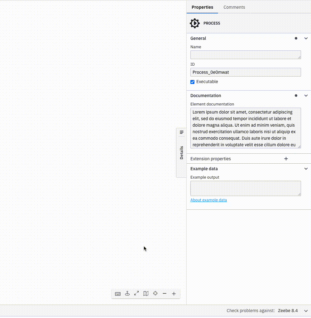 Resizable-properties-panel