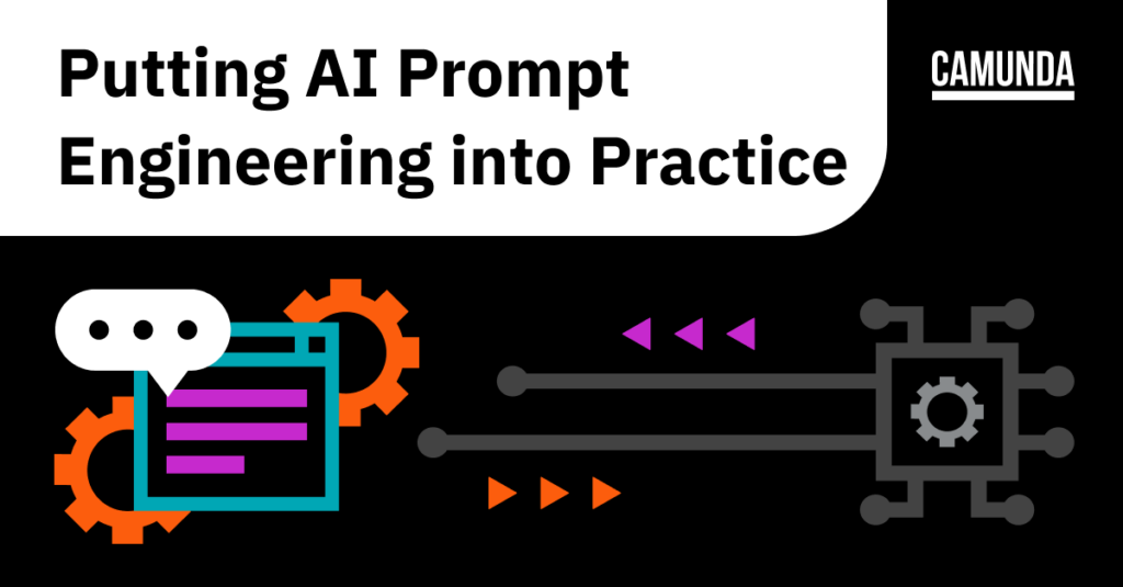 Black banner with orange gears reads "Putting AI Prompt Engineering into Practice"