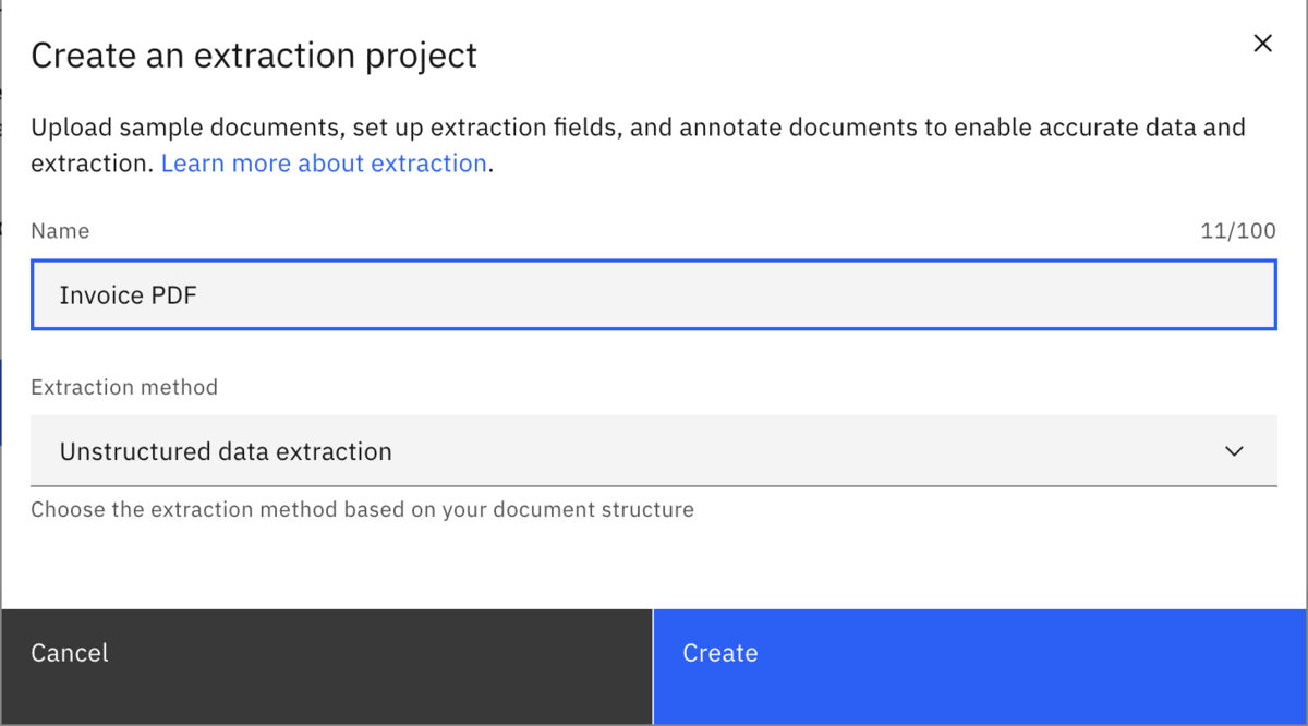 Create-extraction-project