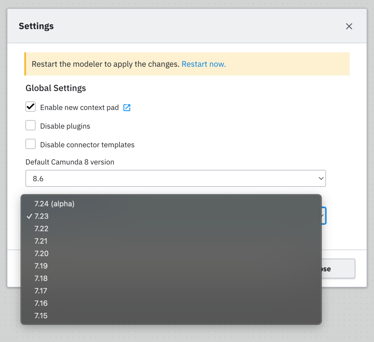 Desktop-modeler-settings
