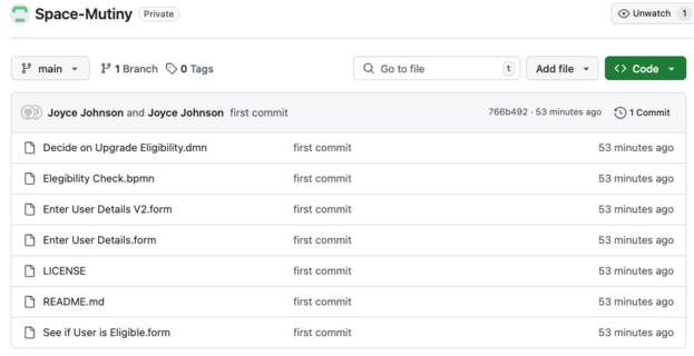 GitHub repo with files to pull to application