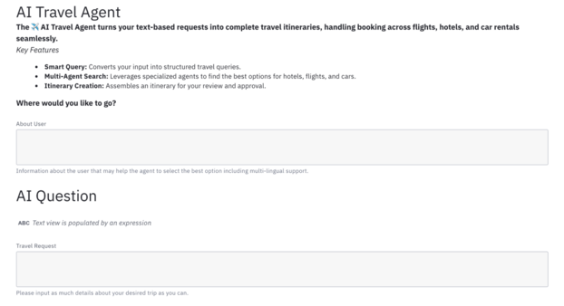 AI Travel Agent dialog