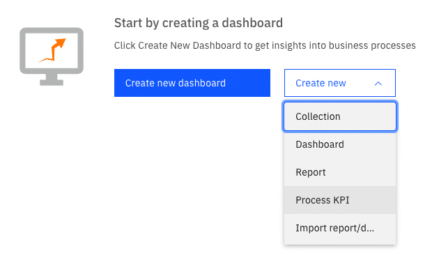 Creating a new "Collection" in Camunda Optimize through a drop down menu.