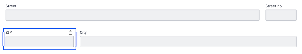Resizing the "zip" field in the form in the Camunda Form Editor.