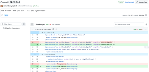 Visual review of changes in Modeler